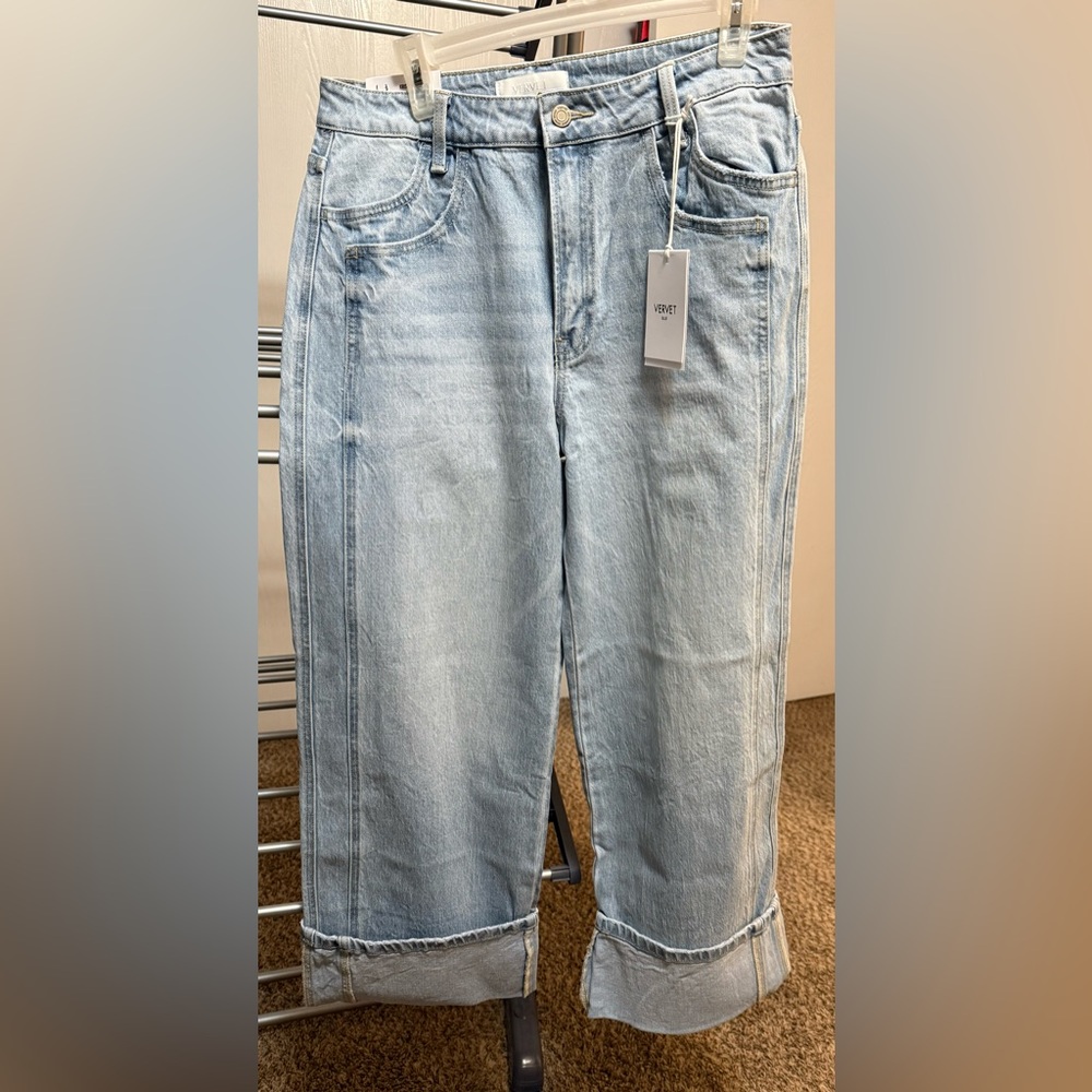 Trendy Light Blue Wide Leg Jeans